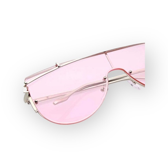 new ☻ Rimless Metal Shield Sunglasses Sunnies ☻ Colored Mono Lens ☻ Pastel Pink - Picture 11 of 14
